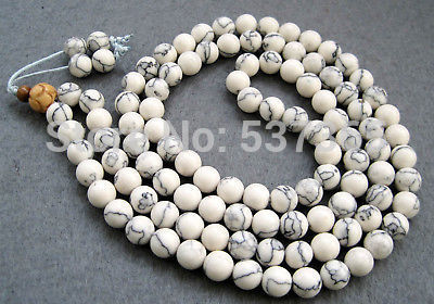 ƼƮ ұ 108 Howlite Ű   /Tibetan Buddhist 108 Howlite Turquoise Prayer Beads Mala Necklace